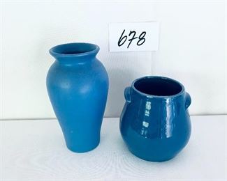Pair of blue Cherokee pottery pieces 46 inches tall $52 FIRM