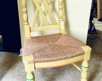 Wood chair with rush seat 18 inches wide 16 inches seat height $55