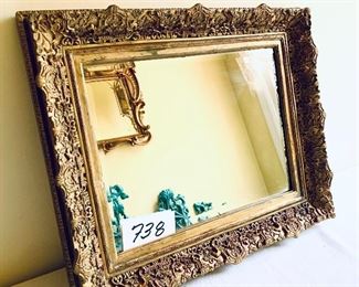 Heavy wood antique  framed  mirror 16 inches tall by 20 inches wide $120