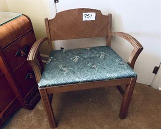 Vanity chair. Silk cushion. 
Need a little love.  25w 16d 27t 
$45. 