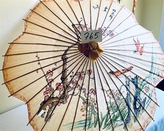 Vintage oriental umbrella. 
Holes in paper shade. 25”L $16