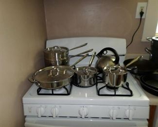 All-clad pots and pans.