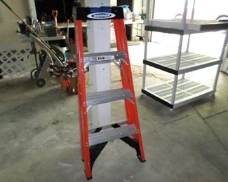 Werner ladder, shelving unit.