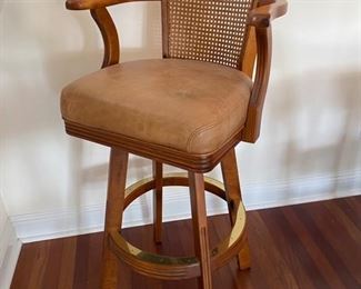 4- $200 Set of two barstools Darafeev maybe model 660 (new bet $800 to $1K each) with cane back and leather tan seat. 