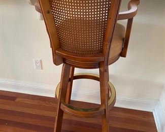 4- $200 Set of two barstools Darafeev maybe model 660 (new bet $800 to $1K each) with cane back and leather tan seat. 