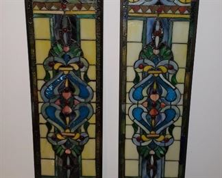 Pair Stained glass panels 