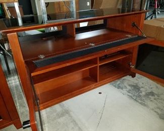 glass top TV/stereo console, rectangular back