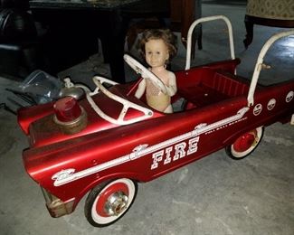 antique Full Ball Bearing Fire truck pedal car