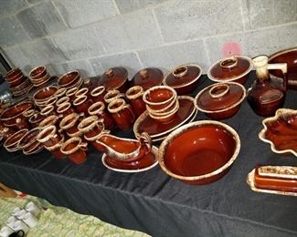 Vintage Hull Brown Drip stoneware dish set