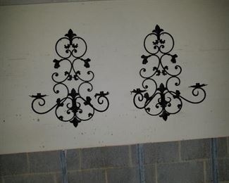 pair metal wall hangings, for candles