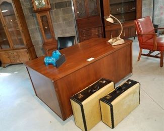 mid century modern wooden desk, Alma Desk, finished all 4 sides