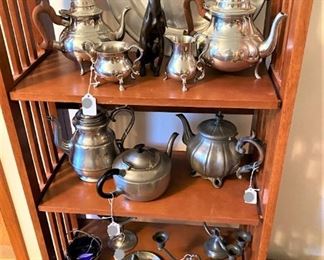 Pewter and Silver Teapots Etc