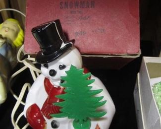 VINTAGE SNOWMAN WITH TREE