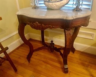 Marble Turtle Top Rosewood Table ca. 1860's