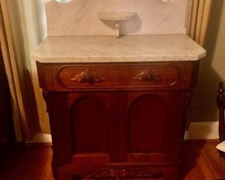 Victorian Renaissance Washstand with Marble Top