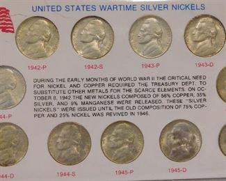 United States Wartime Silver Nickels