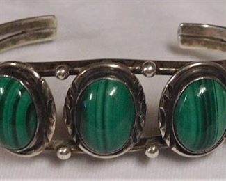 Sterling Malachite Cuff Bracelet