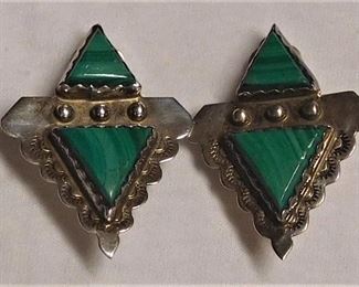 Sterling Malachite Earrings