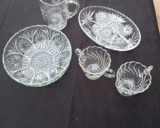 Pressed Glass- 5 Pieces