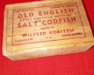 Vintage Wooden Dove Tailed Box- Salt Codfish