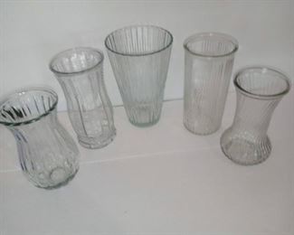 Six Large Vintage Glass Vases