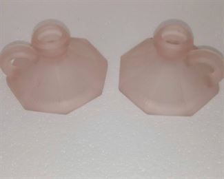 Vintage Pink Frosted Candle Sticks