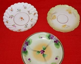 Lot Number:	61
Lead:	Vintage Fine China Tea Cup Saucers
Description:	violet= Hand painted Japan yellow= Bavarian Germany white= Dresden Germany 3 total