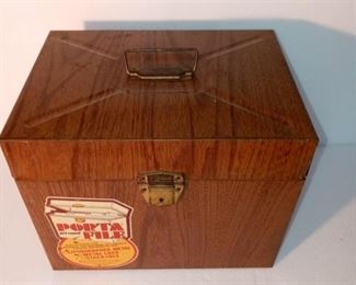 Lot Number:	96
Lead:	Vintage Porta File Case
Description:	metal- wood grain 11.5" by 12.5" by 9" ***no key