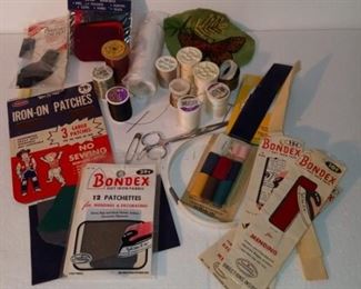 Lot Number:	98
Lead:	Misc Sewing Lot
Description:	patches, thread, iron-on, scissors, etc