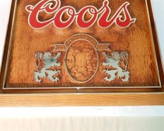 Lot Number:	153
Lead:	Vintage Coors Beer Wall Sign
Description:	plaque style, 1986 3D hard plastic; 19" by 15" by 2"