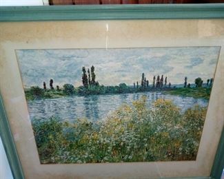 Lot Number:	157
Lead:	Framed Monet Impressionist Print
Description:	wood frame; print is good but matting needs to be replaced 31" by 25.5"
