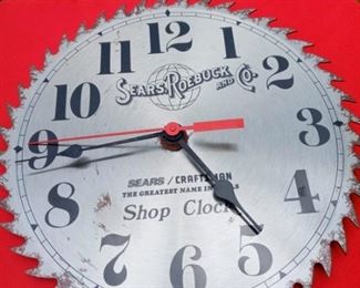 Lot Number:	201
Lead:	Vintage Sears, Roebuck & Co Saw Blade Clock
Description:	10" diameter note: not real rust along edges- made to look that way ***does not work
