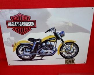 Lot Number:	222
Lead:	Harley Davidson Motorcycle Sign
Description:	metal; signed Dennis Jackson '97 KHK 17" by 12"

