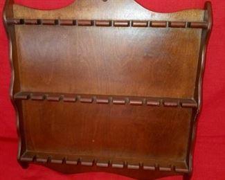 Lot Number:	227
Lead:	Vintage Wooden Spoon Rack
Description:	all wood; holds 30 spoons 17" tall by 15.5" wide
