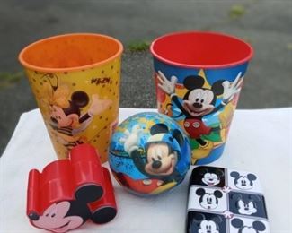Lot Number:	316
Lead:	Disney Mickey Mouse Lot 6- unused items
Description:	items unused 3-D yellow cup (Mickey & Minnie), Mickey & Donald cup, Mickey Clubhouse ball, plastic storage case, & black/white tin
