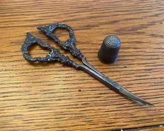 Sterling scissors (thimble for size)