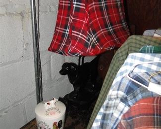Dog lamp with cool plaid shade