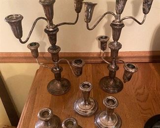 Sterling weighted candlestick holders