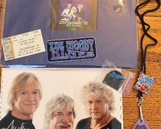Moody Blues backstage package from CMAC 2010, includes a signed photograph, 2 pins, patch, ticket stub, lanyard and photo book with professional photos from the show that day! Rare find!