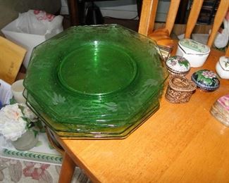 Green Vaseline style Dishes $45 all