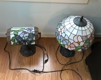 Two Tiffany Style Lamps the butterfly one is $40 the other one is $75