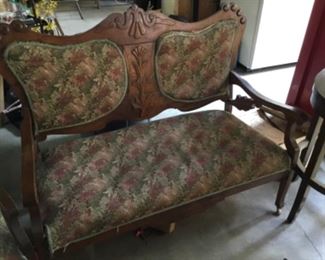 Victorian settee and chair -As is