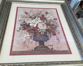 Framed picture of flowers 24 x 28 