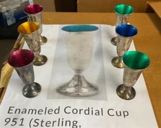 Sterling hollow are cordial cups 6 each.