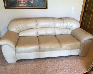 White Leather Style Couch
White leather like sofa, overall good condition. Needs cleaning and has a few minor cat scratches. 33" H x 86" x 37" D