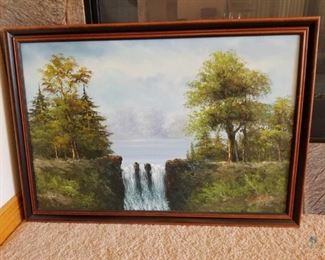Vintage Painting
Trees and waterfall painting: 27 " H x 38 " W