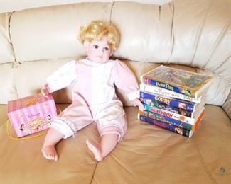 Children's Items
Seven (7) Disney Movies, Disney princess music box with books and large doll