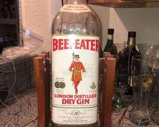 Beefeater Dry Gin Bottle and Stand
Large gin bottle and stand. Imported from England. Measures 20"H