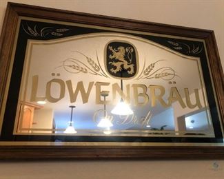 Lowenbrau Mirrored Sign
"One Draft" sign - 20"Hx32"W with wooden frame.