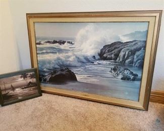 Framed Ocean Pictures
Two (2) pictures, one (1) oil painting 14"x11" and a print 41"x30". "Pacific Breakers" Fetherolf.